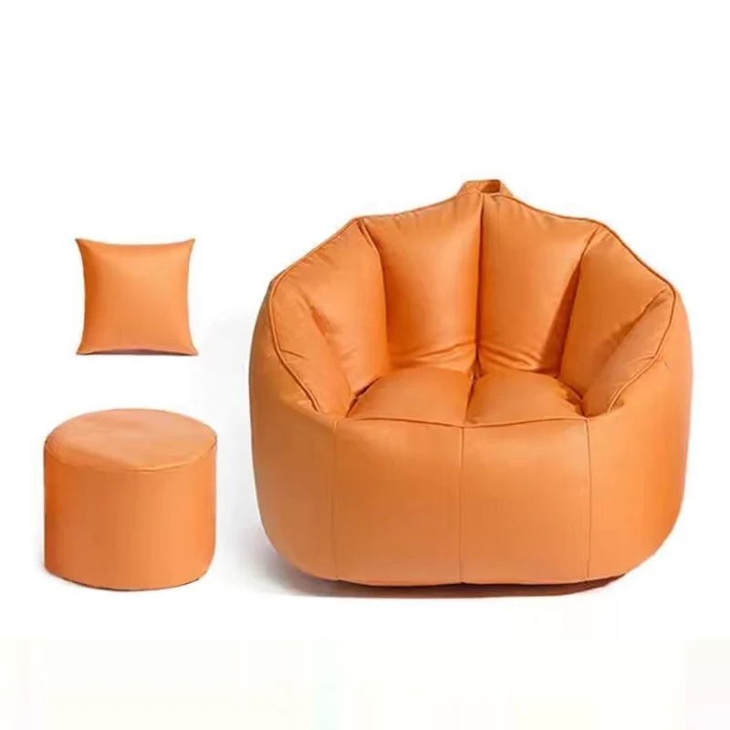 Contemporary Nordic Synthetic Fabric EPS Bean Bag Lazy Sofa With Backrest & Footrest For Living Room & Bedroom