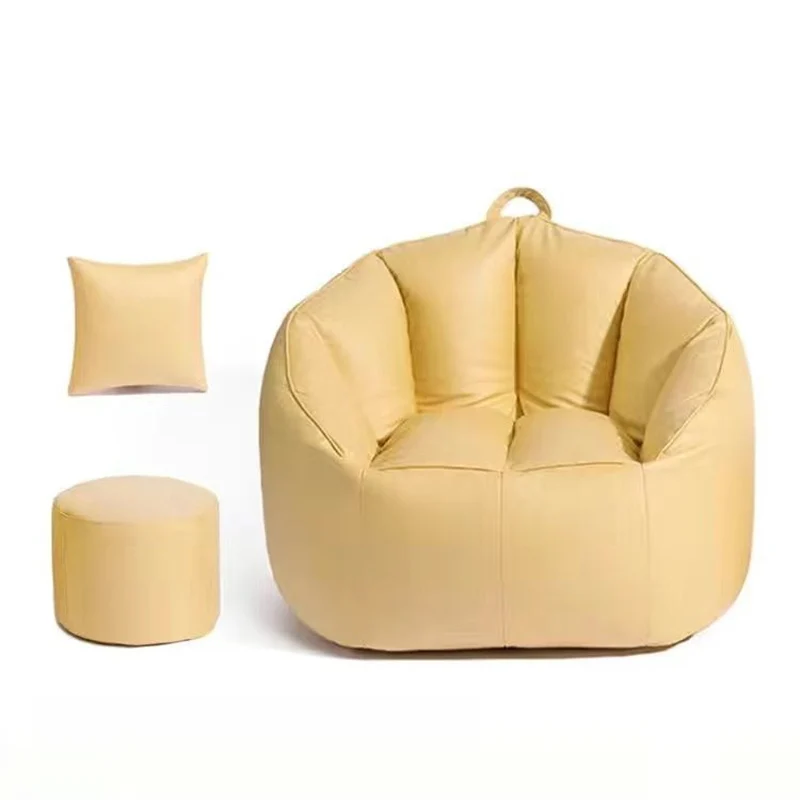 Contemporary Nordic Synthetic Fabric EPS Bean Bag Lazy Sofa With Backrest & Footrest For Living Room & Bedroom