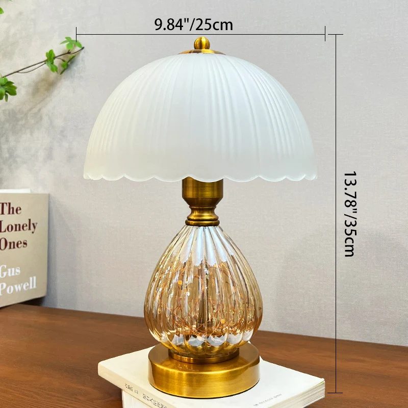 Modern Art Deco Glass Dome Shade Oval Base 1-Light Table Lamp For Living Room