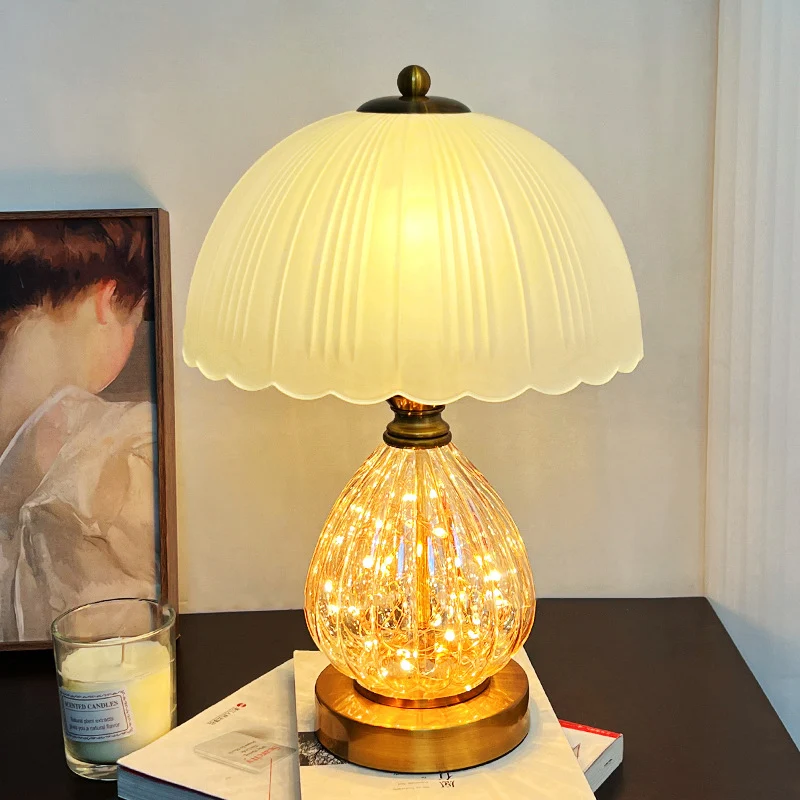 Modern Art Deco Glass Dome Shade Oval Base 1-Light Table Lamp For Living Room