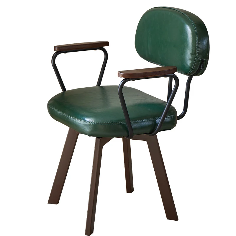 Contemporary Retro PU Leather Metal Sunflower Floral Swivel Desk Chair Backrest Armrest For Study