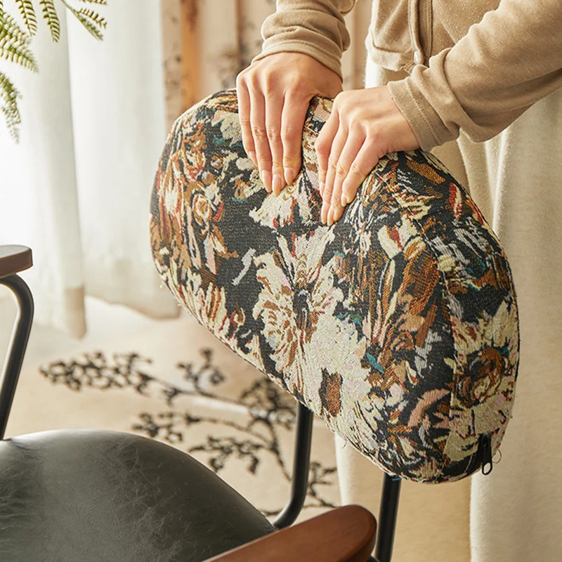 Contemporary Retro PU Leather Metal Sunflower Floral Swivel Desk Chair Backrest Armrest For Study