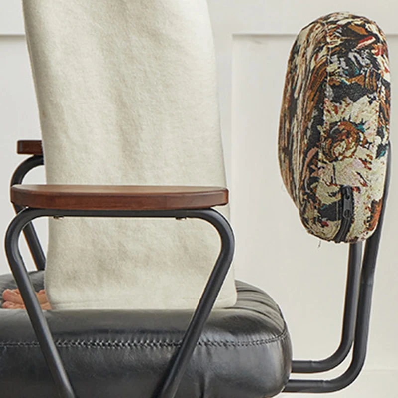 Contemporary Retro PU Leather Metal Sunflower Floral Swivel Desk Chair Backrest Armrest For Study