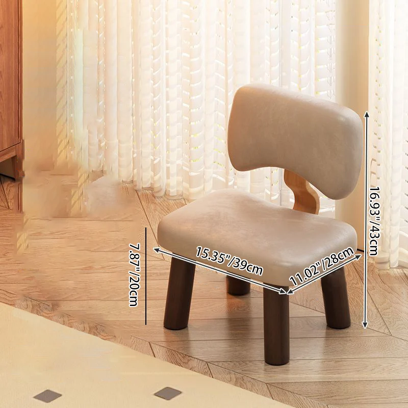Contemporary Nordic Square Faux Leather Rubberwood Low Stool Backrest Armless For Entertainment Room