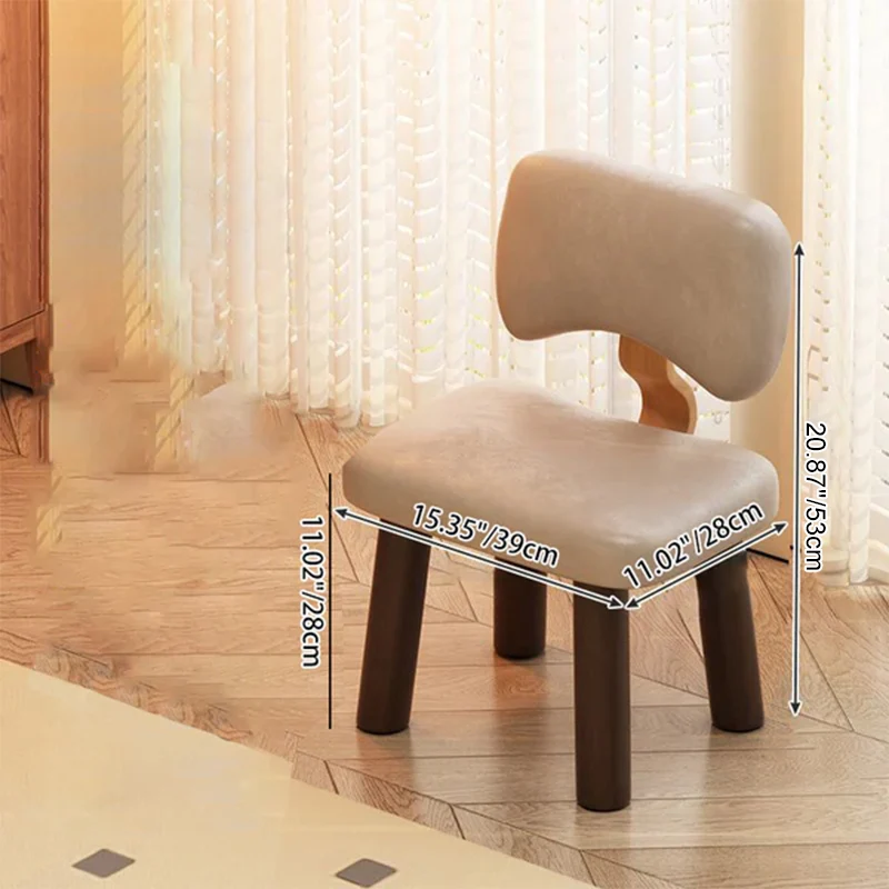 Contemporary Nordic Square Faux Leather Rubberwood Low Stool Backrest Armless For Entertainment Room