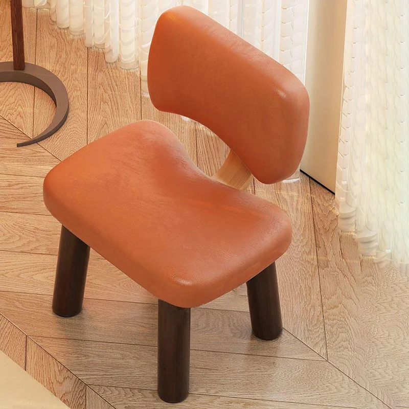 Contemporary Nordic Square Faux Leather Rubberwood Low Stool Backrest Armless For Entertainment Room