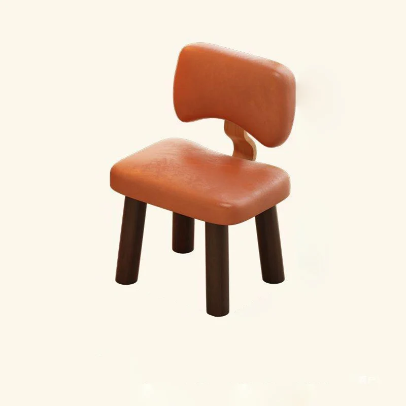 Contemporary Nordic Square Faux Leather Rubberwood Low Stool Backrest Armless For Entertainment Room