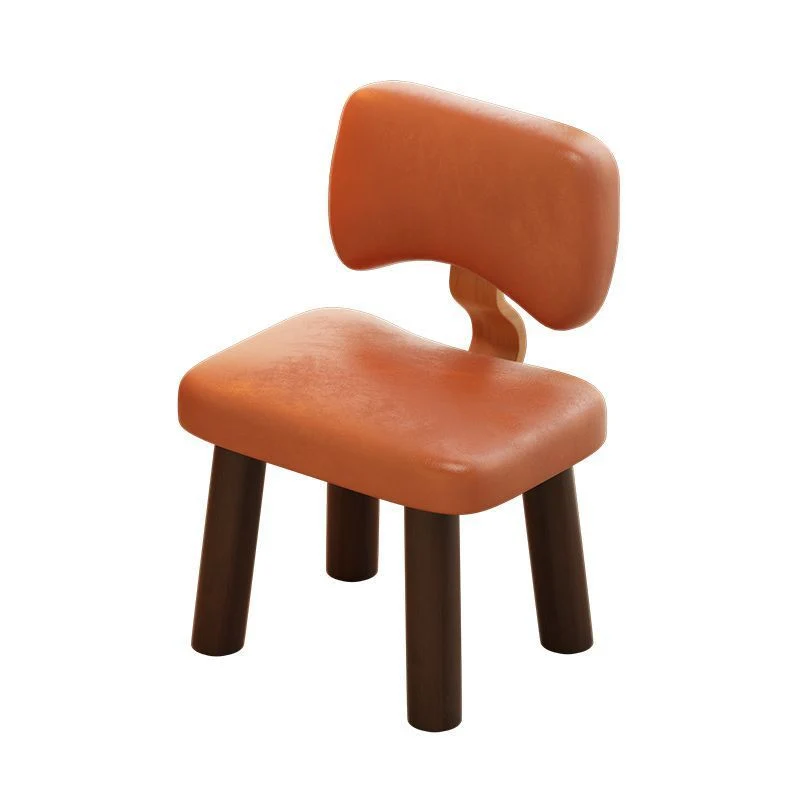 Contemporary Nordic Square Faux Leather Rubberwood Low Stool Backrest Armless For Entertainment Room