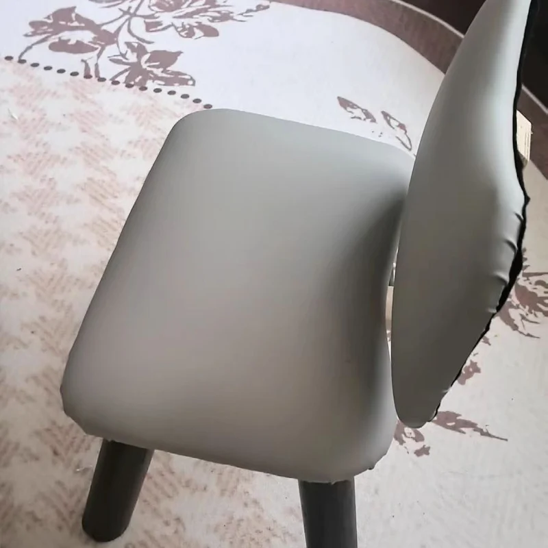 Contemporary Nordic Square Faux Leather Rubberwood Low Stool Backrest Armless For Entertainment Room