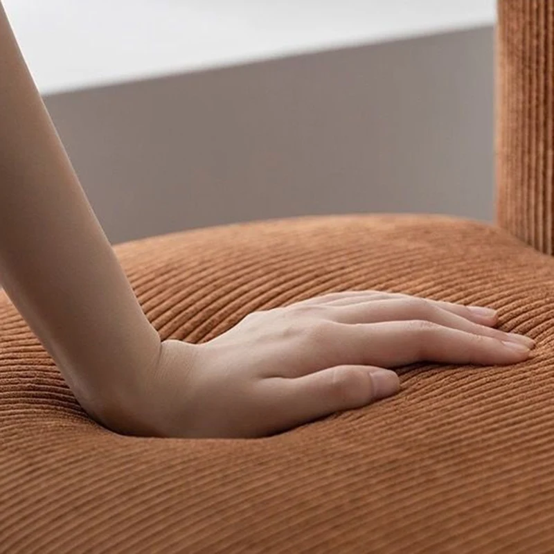 Contemporary Nordic Rabbit Ears Cylinder Corduroy Pine Vanity Stool Backrest Armless For Bedroom