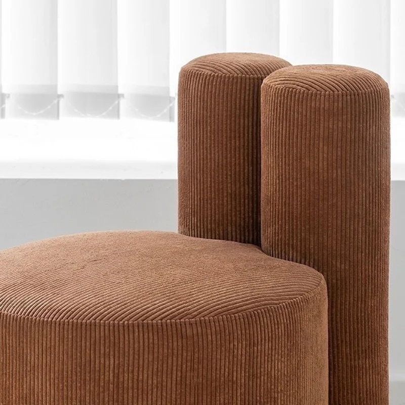 Contemporary Nordic Rabbit Ears Cylinder Corduroy Pine Vanity Stool Backrest Armless For Bedroom