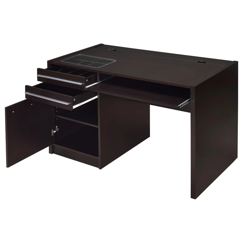 Coaster Furniture Halston 800702 47-inch 2-Drawer Office Desk with Cabinet - Cappuccino