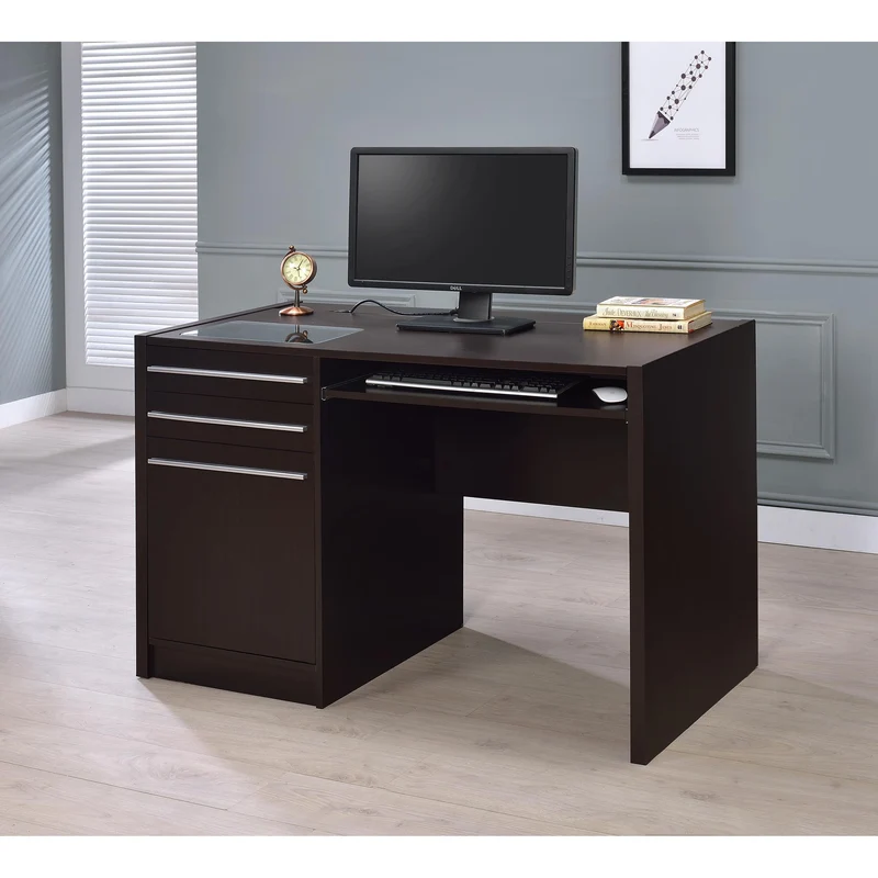 Coaster Furniture Halston 800702 47-inch 2-Drawer Office Desk with Cabinet - Cappuccino