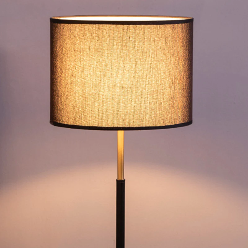 Contemporary Nordic Fabric And Iron Cylindrical 1-Light Table Lamp For Bedroom And Living Room