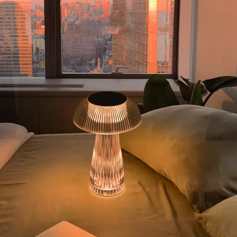 Contemporary Creative Rechargeable Acrylic Jellyfish Cordless LED Table Lamp Night Light For Bedroom