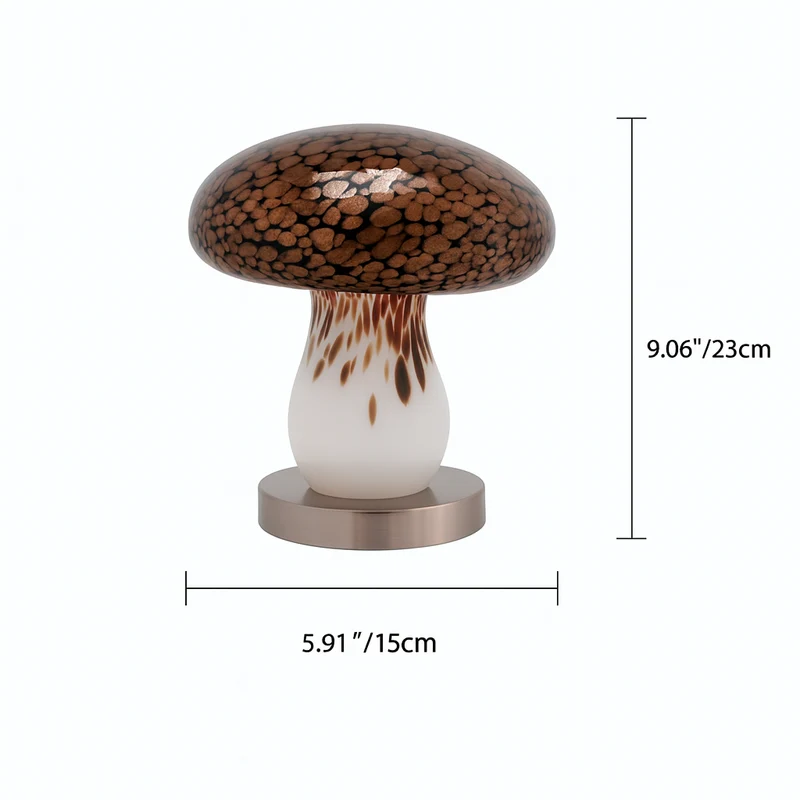 Modern Art Deco Rechargeable Glass & Wood Mushroom LED Table Lamp Night Light For Bedroom