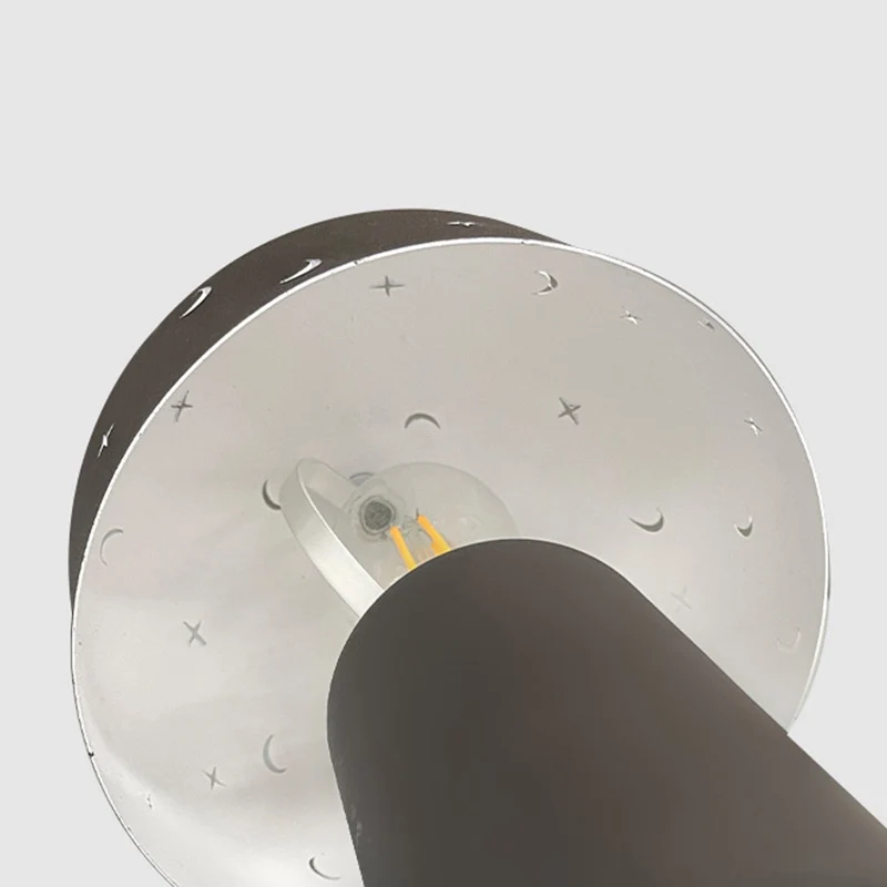 Contemporary Nordic Battery Metal & Glass Hollow Starry Mushroom Dome LED Table Lamp For Bedroom