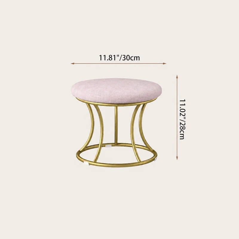 Contemporary Nordic Round Metal Velvet Low Stool Backless Armless For Living Room