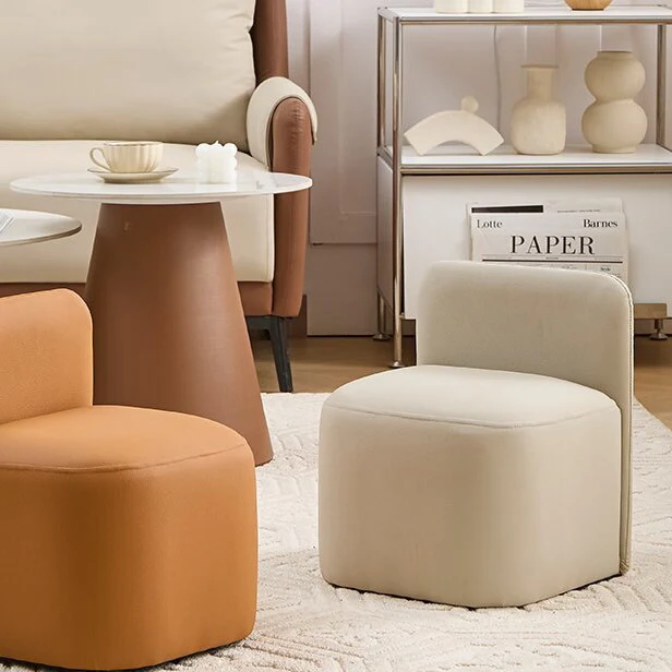 Contemporary Nordic Square Portable PU Leather Pine Sponge Low Stool Backrest Armless For Living Room