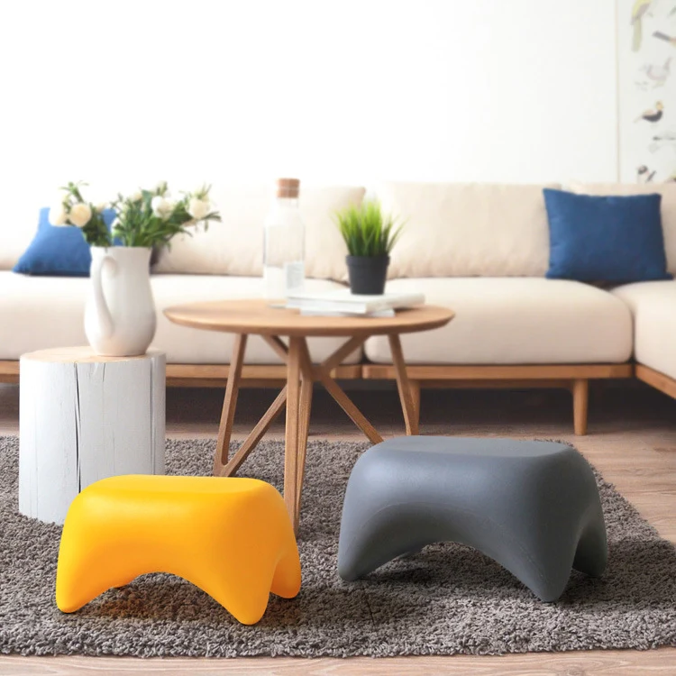 Contemporary Nordic Trapezoid Children Full PE Low Stool Backless Armless For Living Room