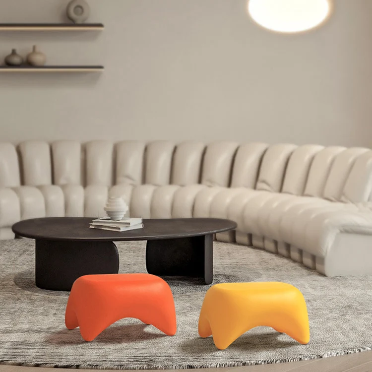 Contemporary Nordic Trapezoid Children Full PE Low Stool Backless Armless For Living Room