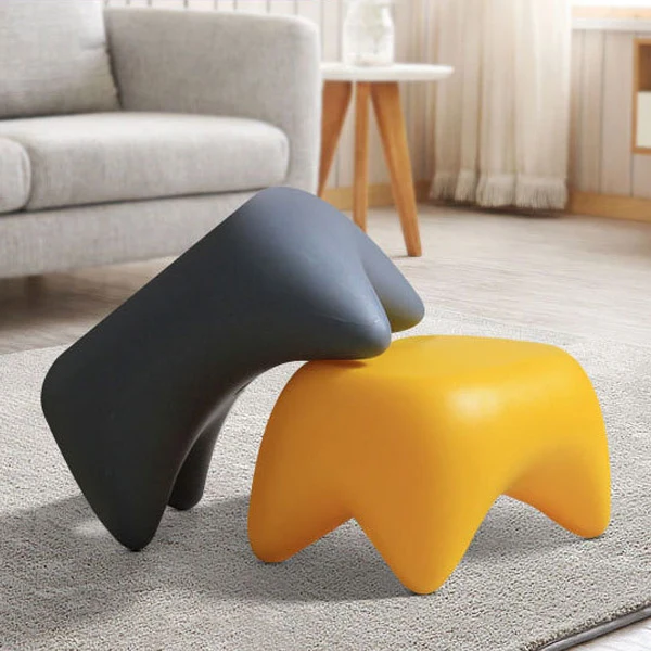 Contemporary Nordic Trapezoid Children Full PE Low Stool Backless Armless For Living Room