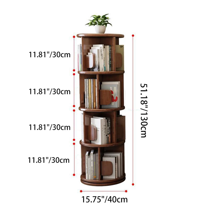 Modern Minimalist Solid Wood Round Cylinder Rotating Bookshelf 2/3/4/5 Tier For Home Office And Living Room
