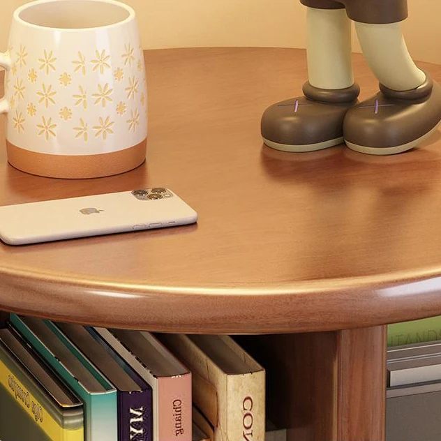 Modern Minimalist Solid Wood Round Cylinder Rotating Bookshelf 2/3/4/5 Tier For Home Office And Living Room