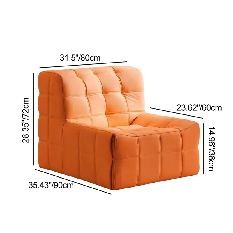 Contemporary Nordic Corduroy Cat Scratch Resistant Leather Sponge Block-Shaped Accent Chair With Backrest For Living Room And Bedroom
