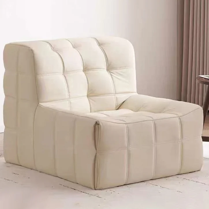 Contemporary Nordic Corduroy Cat Scratch Resistant Leather Sponge Block-Shaped Accent Chair With Backrest For Living Room And Bedroom