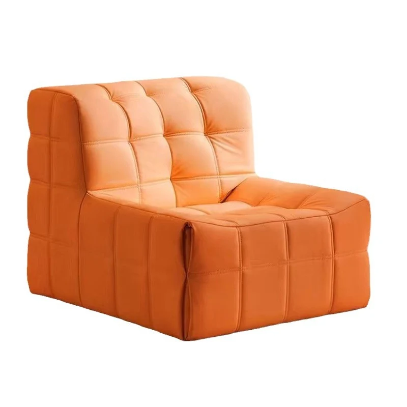 Contemporary Nordic Corduroy Cat Scratch Resistant Leather Sponge Block-Shaped Accent Chair With Backrest For Living Room And Bedroom