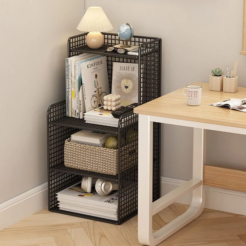 Modern Minimalist Iron Square Side Cabinet Nightstand With 4 Tiers For Living Room And Bedroom