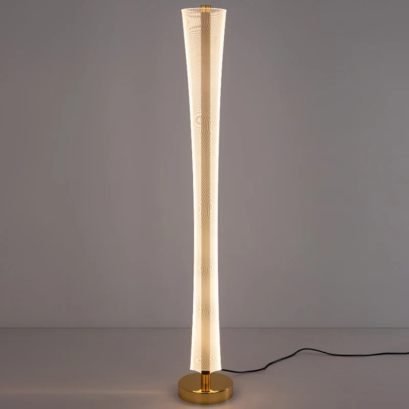 Modern Luxury Aluminum Iron And Acrylic Tower Column LED Standing Floor Lamp For Living Room And Bedroom