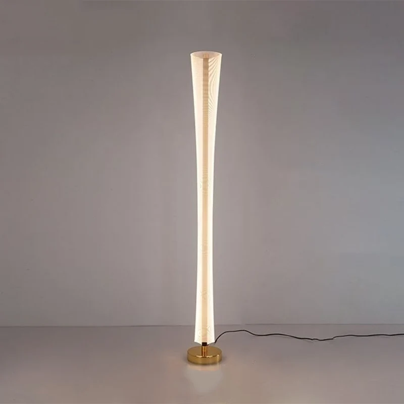 Modern Luxury Aluminum Iron And Acrylic Tower Column LED Standing Floor Lamp For Living Room And Bedroom