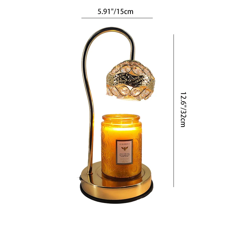 Traditional European Crystal Iron And Marble Valley Round 1-Light Melting Wax Table Lamp For Bedside
