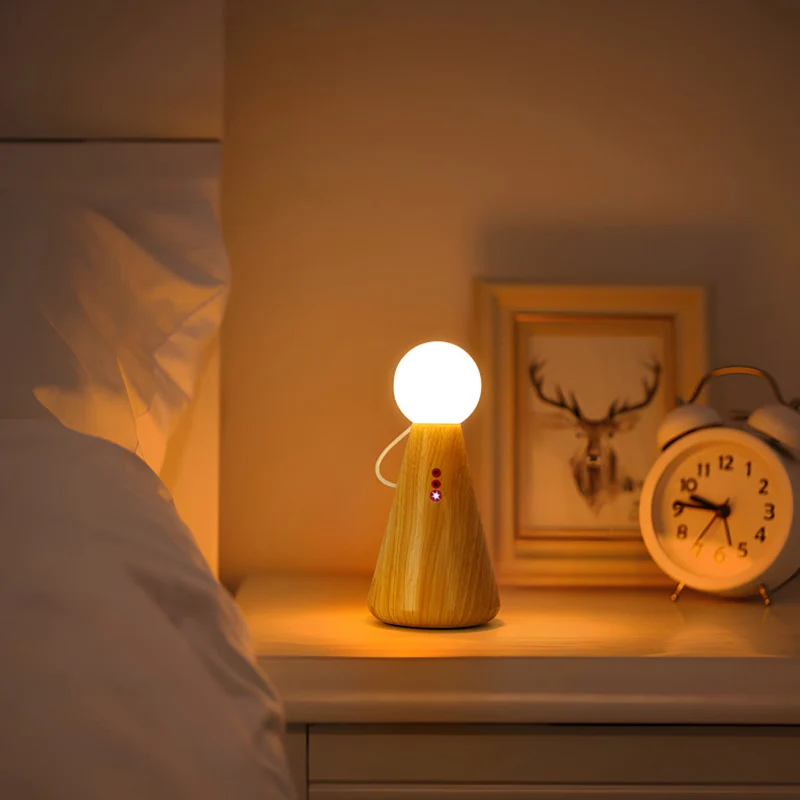 Contemporary Creative Rechargeable Plastic Silicone Figurine Ball LED Table Lamp Night Light For Bedside