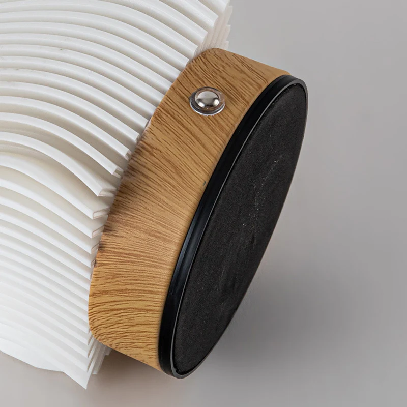 Contemporary Nordic Rechargeable Acrylic Wood Cylinder With Ripple Texture LED Table Lamp Night Light For Bedside