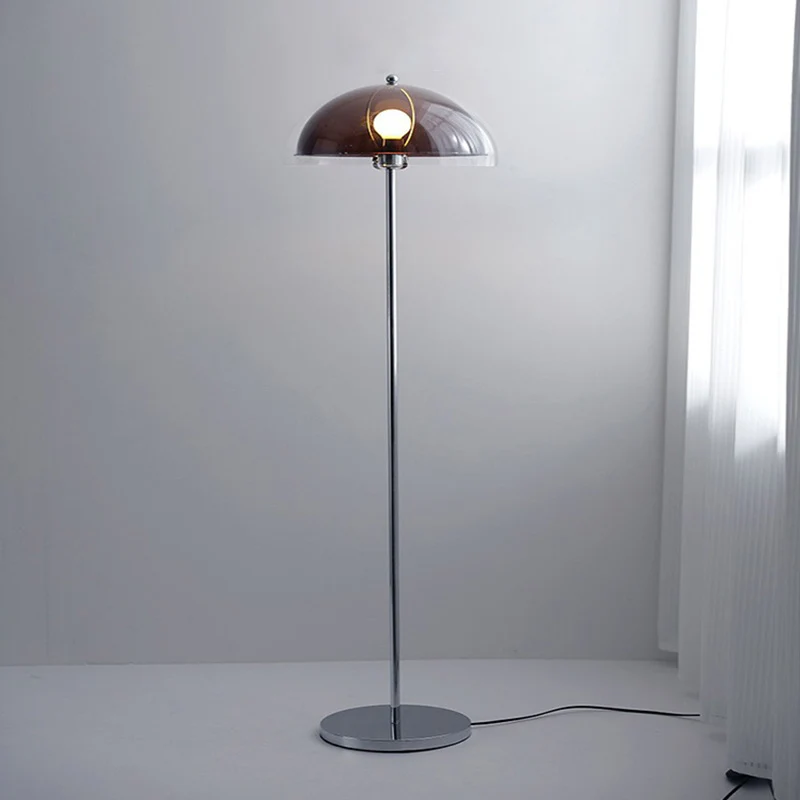 Contemporary Nordic Iron And Acrylic Dome-Shaped 1-Light Standing Floor Lamp For Living Room And Bedroom