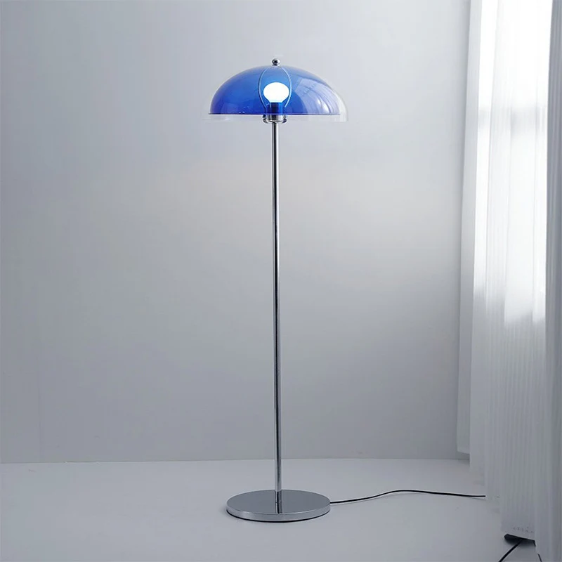 Contemporary Nordic Iron And Acrylic Dome-Shaped 1-Light Standing Floor Lamp For Living Room And Bedroom
