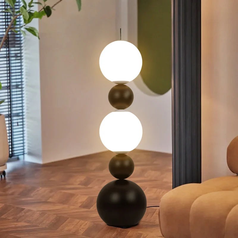 Modern Art Deco Iron And Acrylic Gourd-Shaped Ball LED Standing Floor Lamp For Living Room And Bedroom