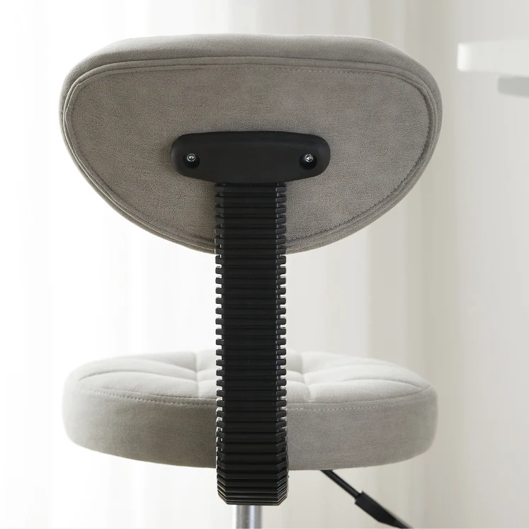 Modern Minimalist Fabric & Metal Round Seat Desk Chair Backrest & Adjustable Height For Home Office