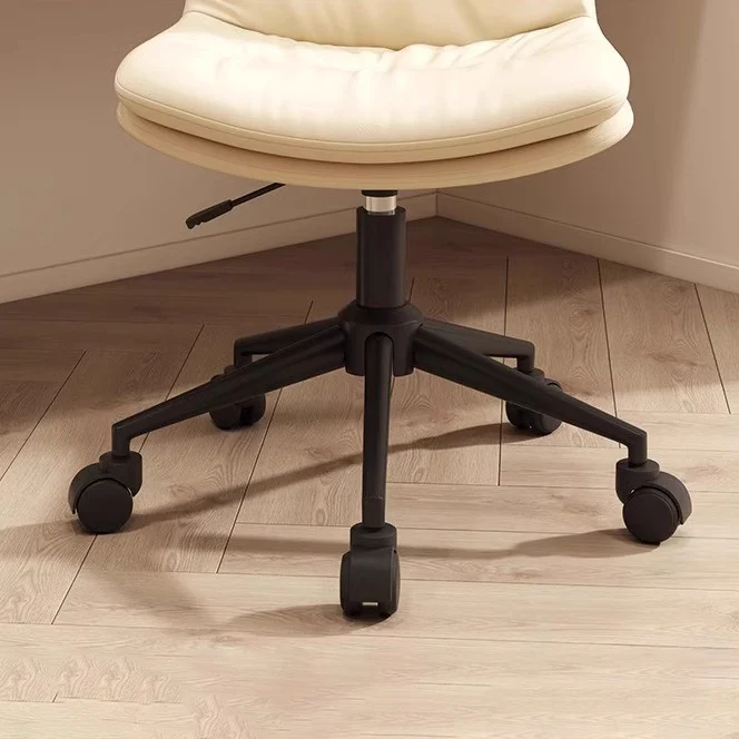 Modern Minimalist PU Leather Square Upholstered Desk Chair With Backrest And Casters For Home Office