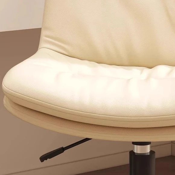Modern Minimalist PU Leather Square Upholstered Desk Chair With Backrest And Casters For Home Office