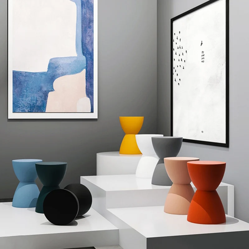 Modern Minimalist PP Hourglass-Shaped Stool Chair For Bedroom & Living Room