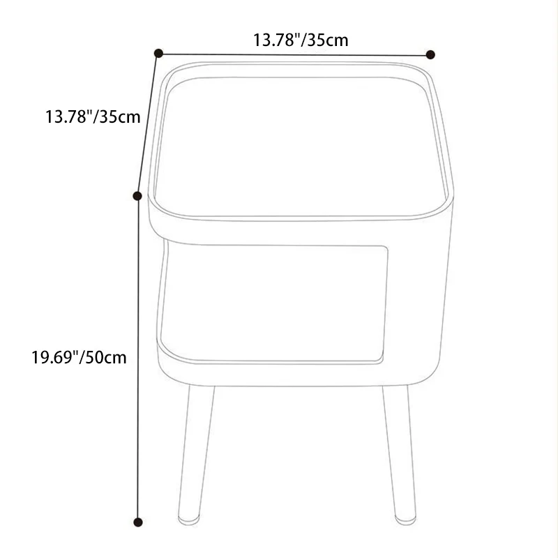 Modern Minimalist Carbon Steel Square 2-Tier Nightstand For Bedroom & Living Room