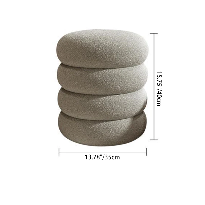 Contemporary Creative Multi-Level Round Sherpa Fabric Plywood Frame Low Stool For Living Room