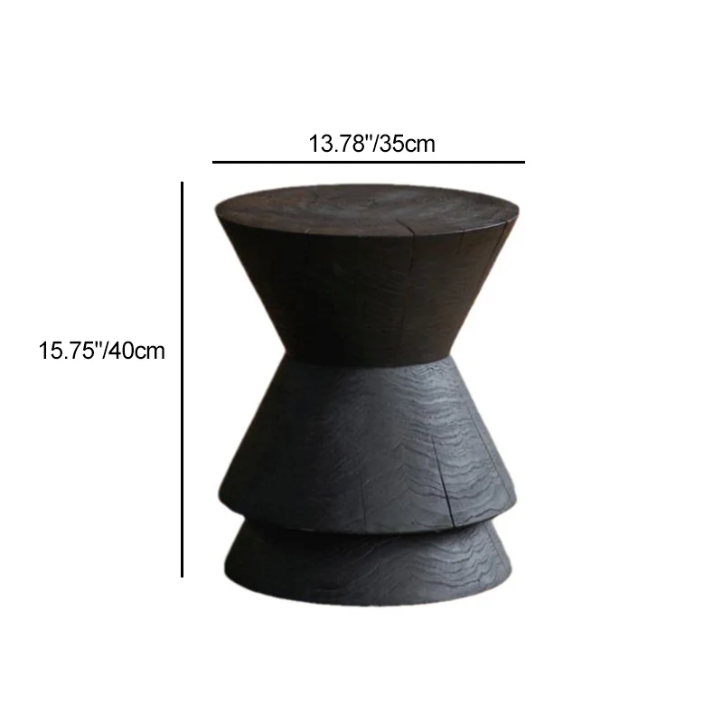 Contemporary Nordic Round Funnel Shape Pine Wood End Table For Living Room