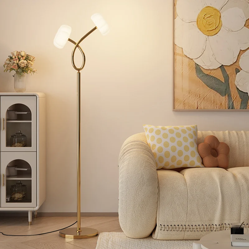 Contemporary Scandinavian Flower Iron Plastic LED Standing Floor Lamp For Living Room