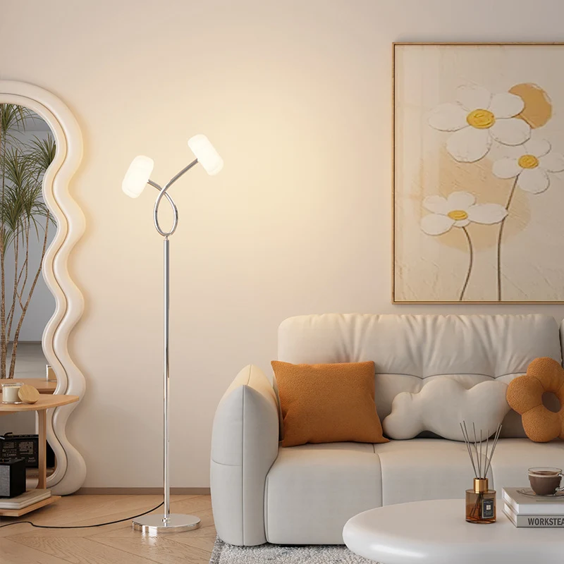 Contemporary Scandinavian Flower Iron Plastic LED Standing Floor Lamp For Living Room