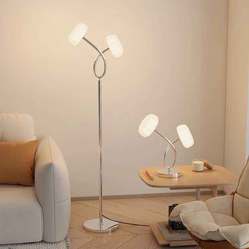 Contemporary Scandinavian Flower Iron Plastic LED Standing Floor Lamp For Living Room